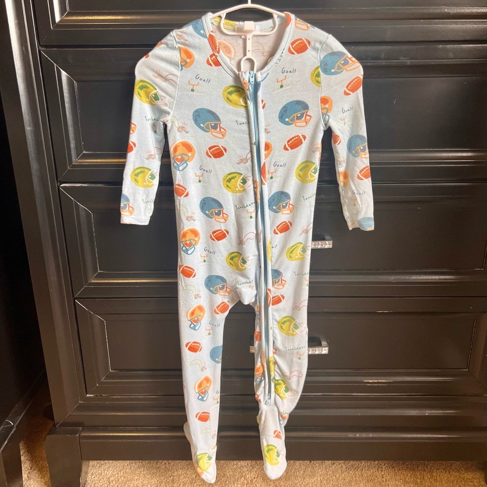 Football 2 Way Zipper Romper Footie